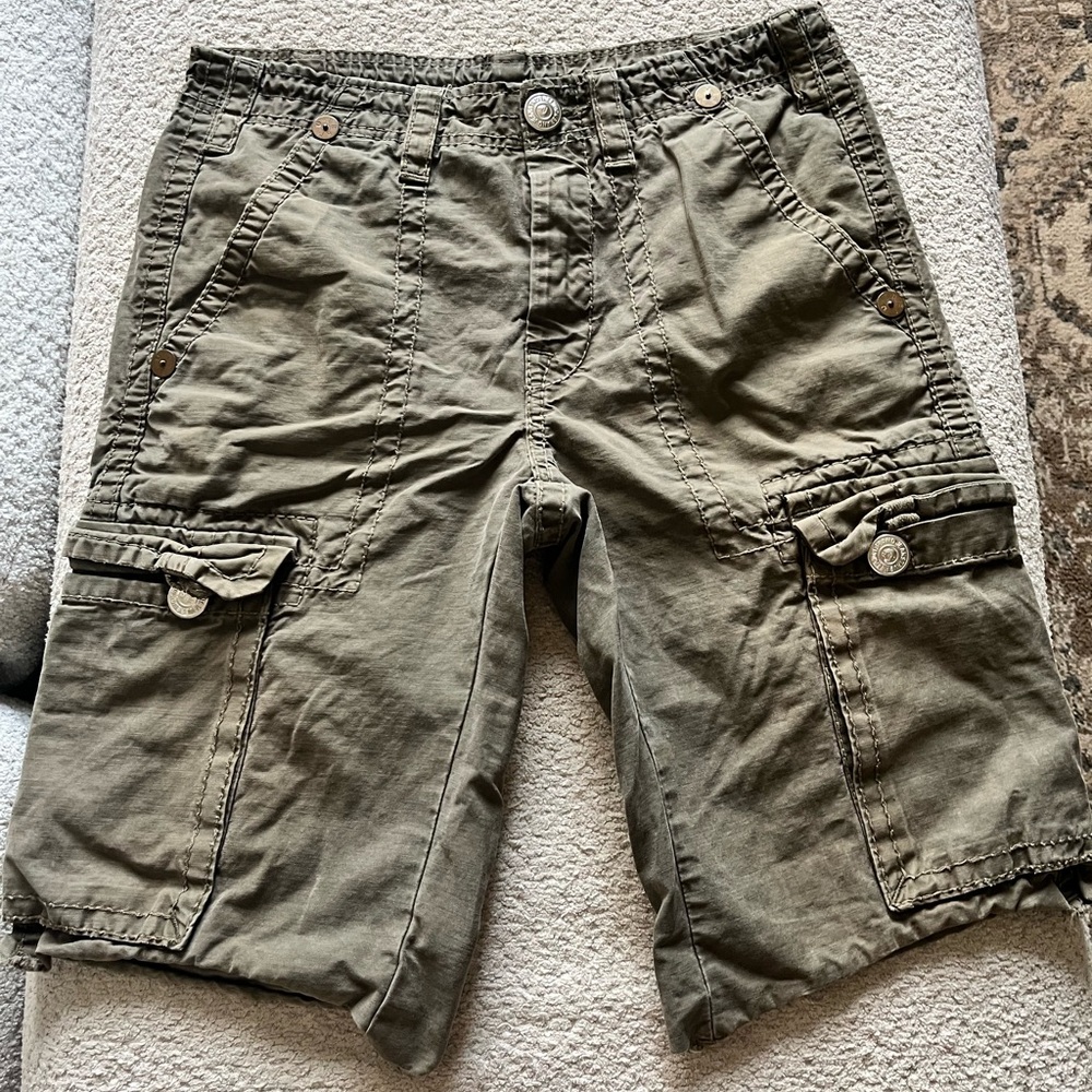 True Religion Olive Cargo Shorts